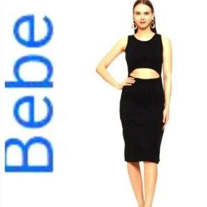 Womens Black Cut-out Bebe Dress